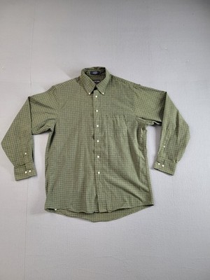 Dover Arrow Men Shirt 34/35 Olive Green Button Down Collared Comfort Oxford