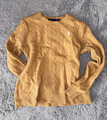 Polo Ralph Lauren Damen Pullover Zopfmuster Merino/Kaschmir Beige Gr. M