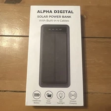 Alpha Digital Solar Portable Power Bank with Wireless Charging Built-in Charging