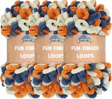 JubileeYarn Fun Finger Loops Yarn - Jumbo 3 Skeins, 027 Orange Navy Tan