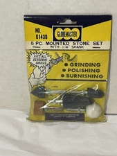 Vintage New Globemaster 5 Pc Mounted Stone Set with 1/4" Shank Grinding Stones