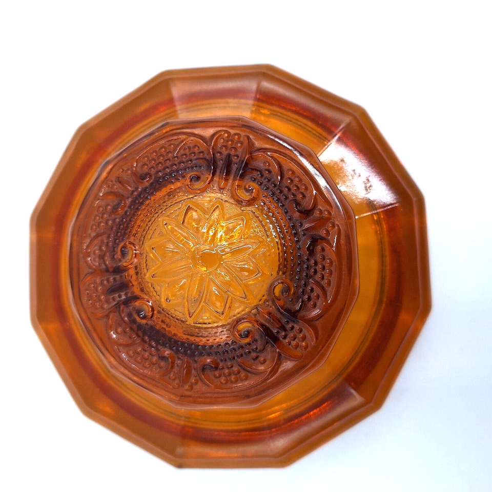 Indiana Glass Tiara Amber Canister Jar Lidded Lids Sandwich Glass