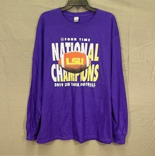 LOUISIANA STATE UNIVERSITY Tigers Football 4 TIME NATIONAL CHAMPION T-Shirt Sz L