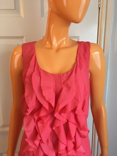 Coleen X Coral Ruffles Front Sleeveless Shift Bodycon Dress UK10 EU38 NWT - Picture 2 of 9