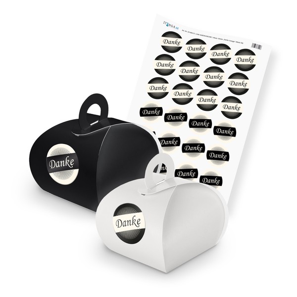 Itenga Set Danke M36 Schwarz Weiß 24X Geschenkbox Mit Griff Grau Und Sticker-image