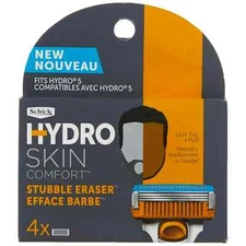 Schick Hydro Skin Comfort Stubble Eraser Razor Refills, 4 Cartridges