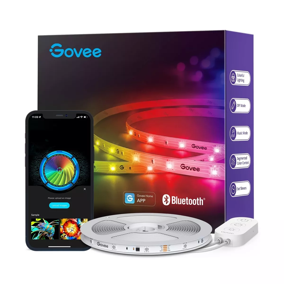 Govee RGBIC LED Strip Lights 32.8ft Smart LED Lights for Bedroom Bluetooth