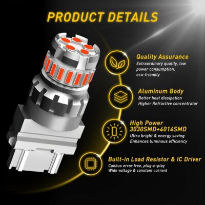 AUXITO 3157 3156 Rojo T25 LED Intermitente Parada Freno Luz Trasera