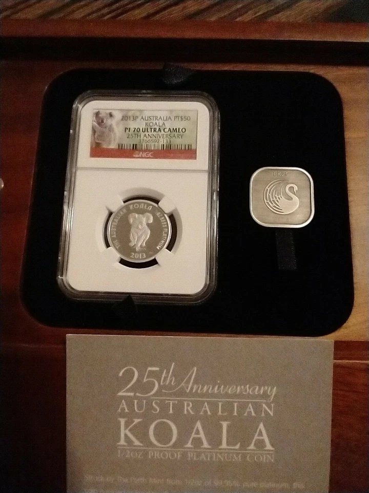 2013-P Australia 25th Anniversary $50 1/2 oz Platinum Koala W/NGC PF70  Box&COA  - Image 2 of 2