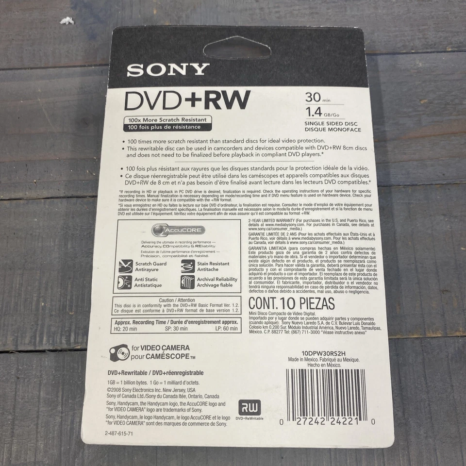 Sony DVD Plus RW Spindle Skin 10 Pack, 30 min 1.4GB Brand New Sealed - Image 3 of 4