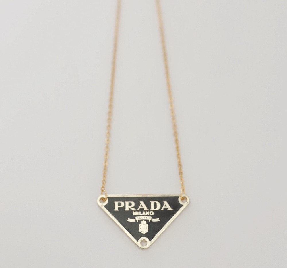 Prada Triangle Logo Repurposed Necklace