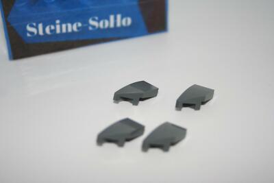 Lego (c) 4x Dachstein gebogen Flügel links - 1x2 dunkelgrau - 29120 - gray tile
