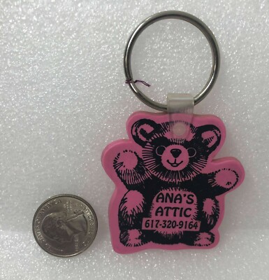 Ana's Attic Teddy Bear Rubber Key Ring Keychain