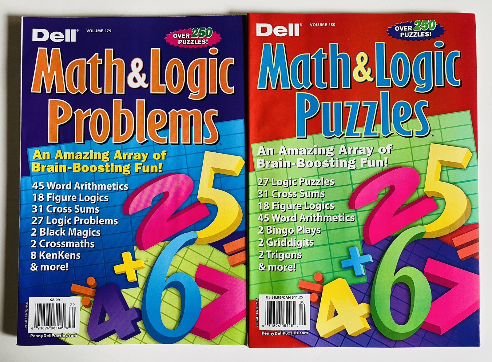 Lot of 2 MATH and LOGIC PROBLEMS Dell Penny Press brainteasers sudoku ...