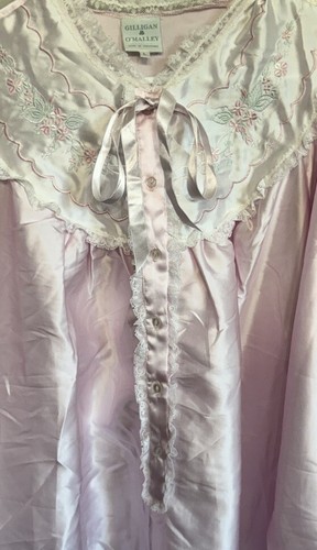 NWOT Vintage Gilligan O'Malley nightgown Satin Feel Sz L Lace Pink Granny Long - Picture 4 of 16