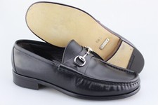 Men's GUCCI 'Horsebit' Black Leather Loafers Size US 8.5 - D GUCCI 8.5 - D