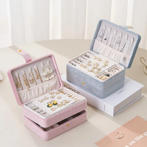 2 Schichten Schmuckkästchen Organizer Große Kapazität Ring Ohrring Halskette Aufbewahrungsbox - Bild 3 von 34