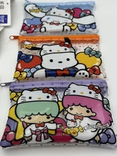 Sanrio HELLO KITTY  50TH ANNIVERSARY Flat  Pouch Zipper Bag Daiso  Set of 3  #3