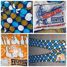 VTG 70s WOMENS GIRLS 25 FENTON WESTERN BELL BOTTOM LOUD PRINT DISCO JEANS PANTS