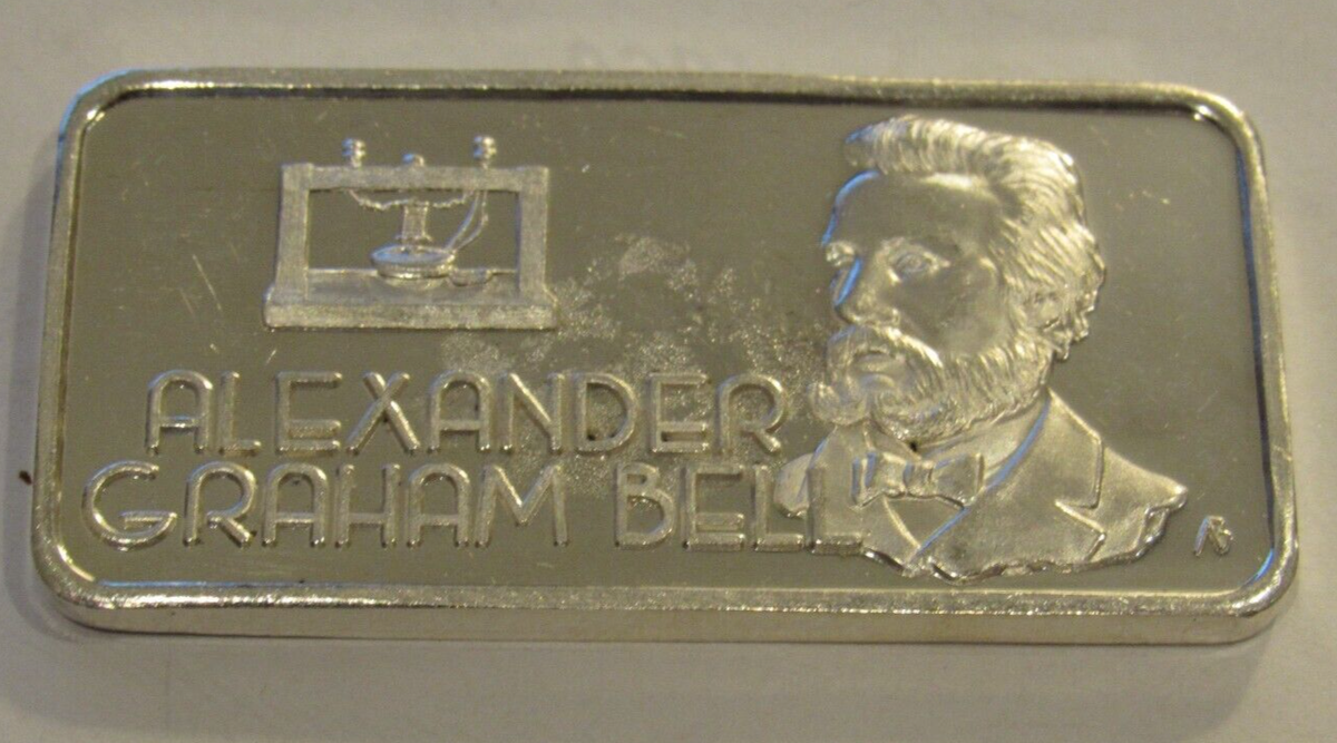 1974 Alexander Graham Bell 1 Troy Oz .999 Fine Silver Bar