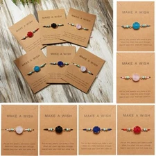 Fashion Natural Stone Crystal Chain Make a Wish Card Bracelets Cuff Bangle Party
