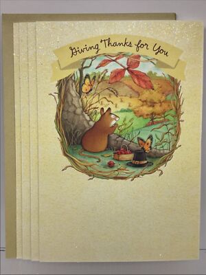 4 Hallmark Expressions Happy THANKSGIVING Card Anyone 8  x 5.5  Giving Thanks