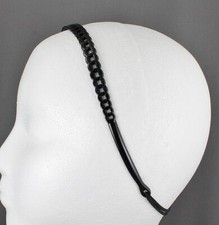 Black circle chain link jelly skinny narrow headband soft stretch grip teeth