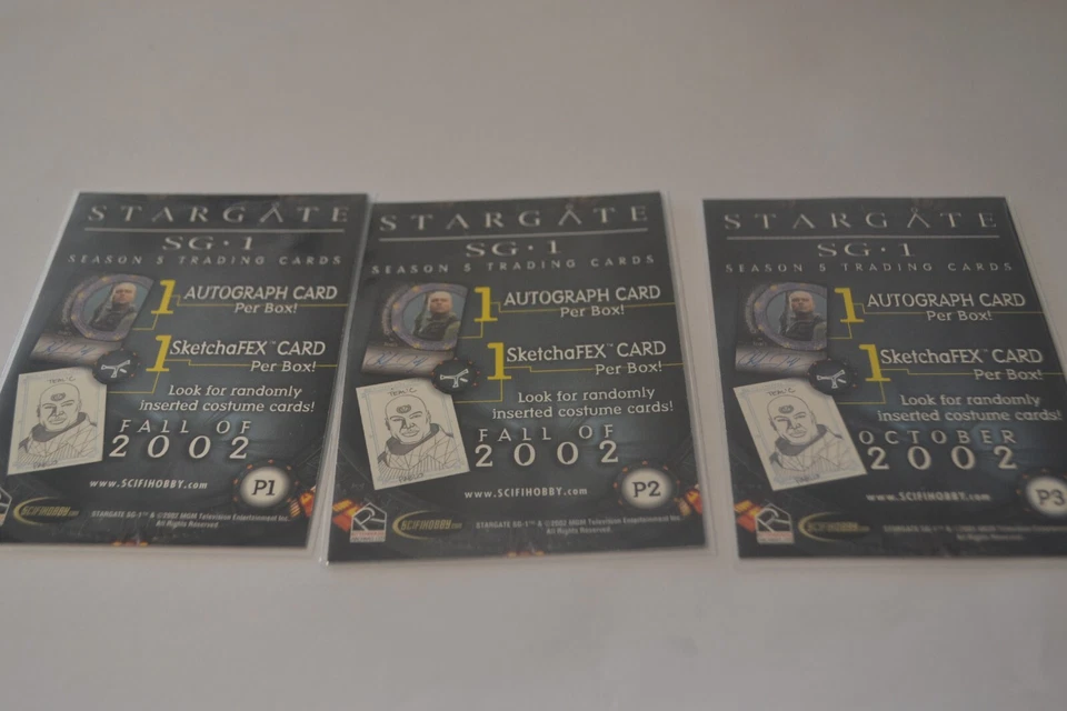 STARGATE SG-1 SEASON 5 PROMO CARDS  3 x Card Set P1, P2, P3 Jackson Binder Card - Image 2 of 2