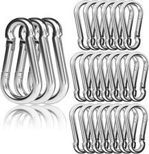 30PCS 4" Heavy Duty Spring Snap Hook, M10 3/8" Galvanized Steel Carabiner Cli...