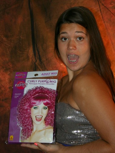 Purple Curly Wig adult female show girl clown theatrical costume Rubies - Picture 5 of 9