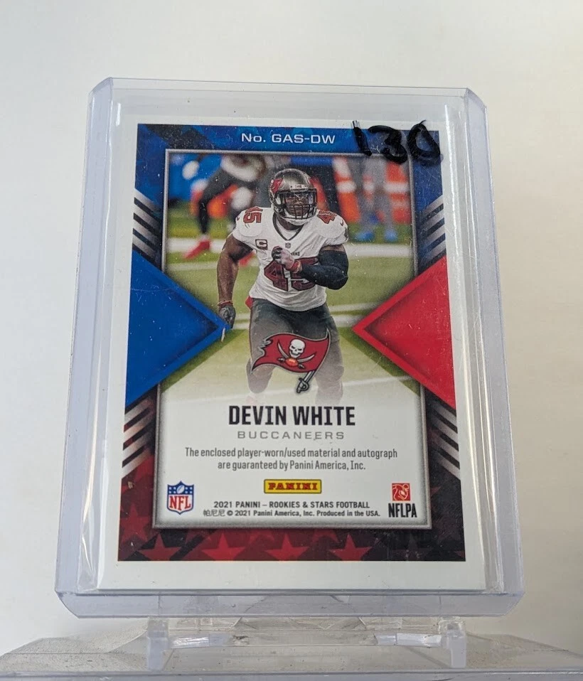 2021 PANINI ROOKIES & STARS DEVIN WHITE Jersey Auto /25 Buccaneers 3 Color - Image 2 of 2