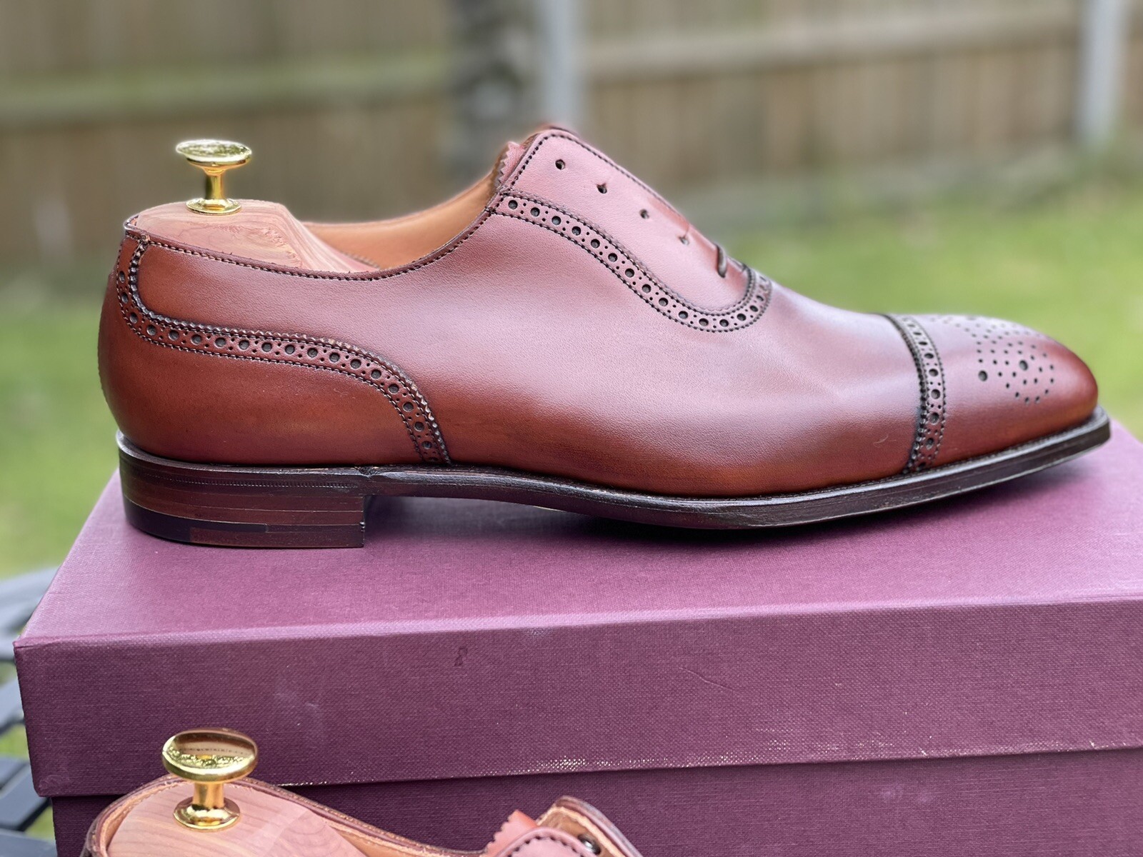 MEN'S George Cleverley 'Adam' chestnut semi-brogues, 8E, box and bags RRP £600 image 8