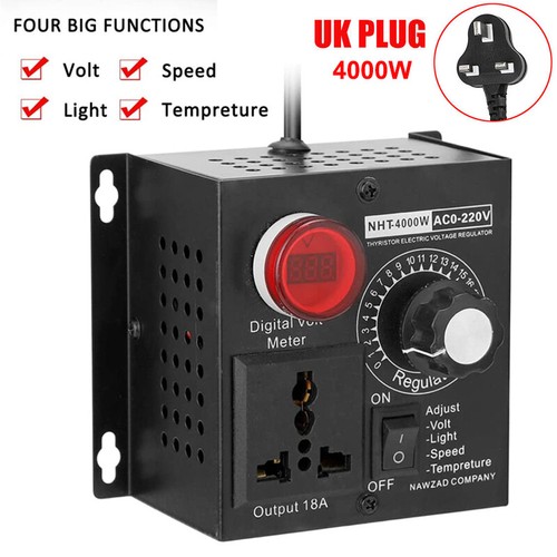AC 220V 4000W Variable Voltage Regulator Speed Motor Fan Control Controller UK - Picture 7 of 14