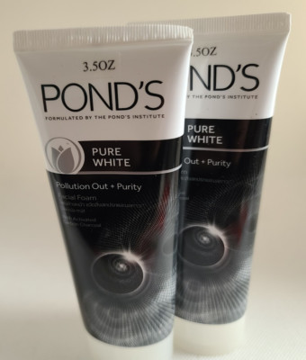 Ponds Pure White Anti Pollution Foam Face Wash 3.5 oz/100 g (pack of 2) NEW