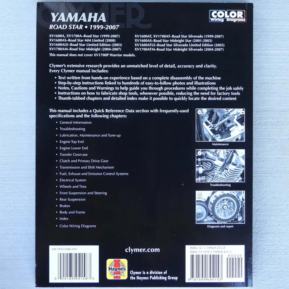 1999-2007 Yamaha Road Star 1600 1700 CLYMER REPAIR MANUAL - Image 3 of 3