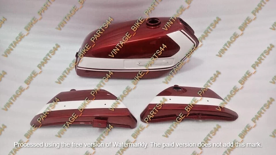 Suzuki TS125cc 1972 - 1974 Steel Red Painted Fuel Petrol Tank with Side Panels - Image 4 of 4