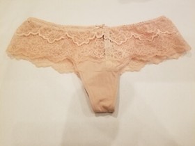 Victoria Secret DREAM ANGELS Lace Trim Hipster Thong Panty NWT Evening Blush