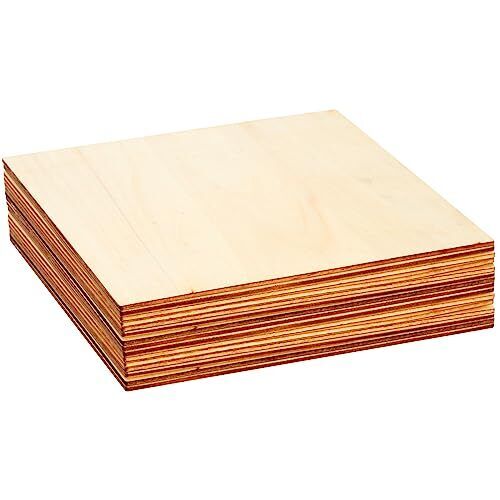 8-Pack Square Basswood Plywood Thin Sheets for Wood Burning 8 Inches
