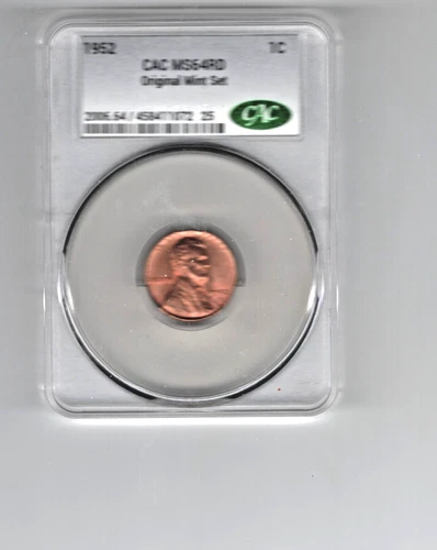 1952 LINCOLN WHEAT CENT CAC  MS64 RD TRUE VIEW BEAUTIFUL RED PENNY