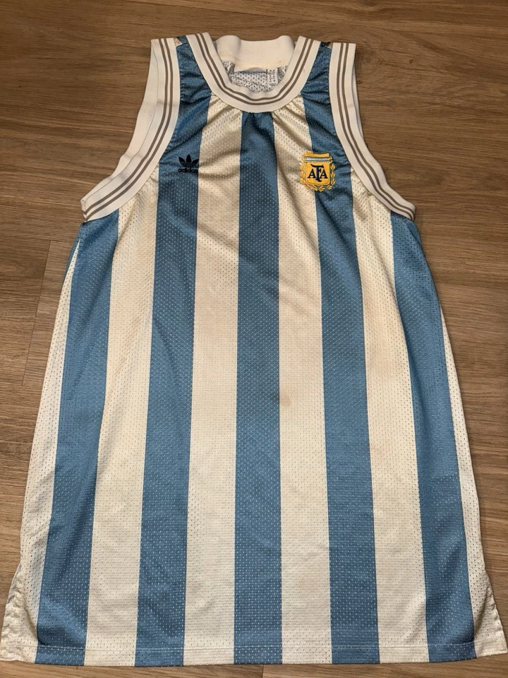 Vestido sin mangas ADIDAS Originals Argentina malla a rayas blanco/azul CE2310 $90 F16 LG Foto 2 de 4