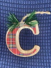 Winter Wonder Lane Letter “C” Plaid Christmas Hangable Ornament. 