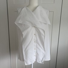 COS White Oversized Draped Collar Sleeveless ...