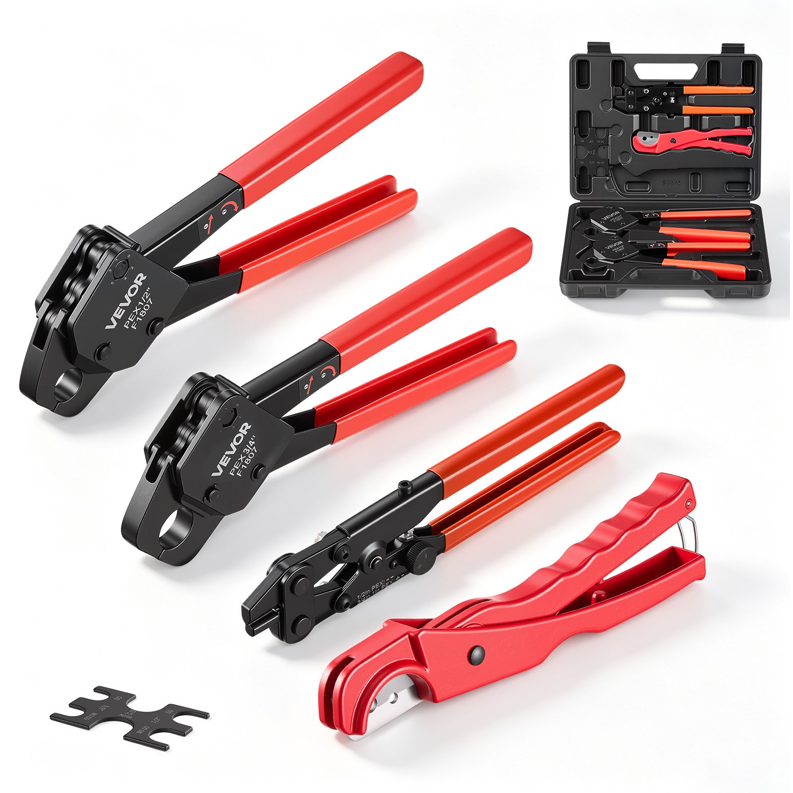 VEVOR Angle Head PEX Crimping Tool Kit for 1/2" & 3/4" Copper Crimp Rings