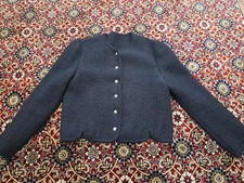 Womens Classy Collarless Black Blazer Jacket w/ Silver Buttons AS IS