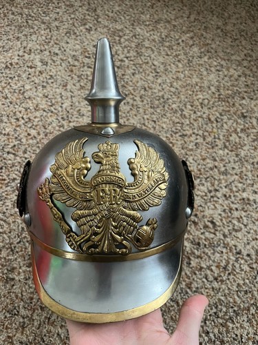 German Pickelhaube Military Helmet |Steel Imperial Prussian Officer Spiked | WWI