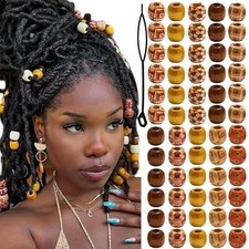 60PCS Wood Hair Beads Mixed Color Loc Jewelry Hair Decoration Large Hole