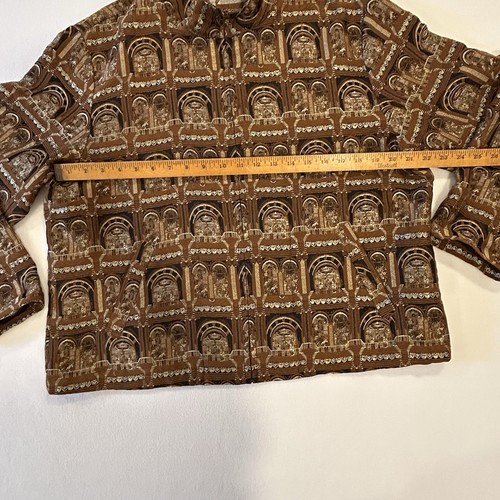 Top vintage Chico’s in seta con zip taglia 3 (L/XL) - motivo architettonico ornato - Foto 9 di 20