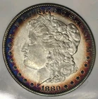 1880-O Morgan Silver Dollar PCI MS64 MONSTER COBALT BLUE RIM TONING Blast White