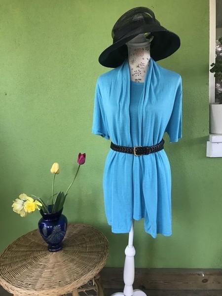 Women Gerry Weber Sweater Turquoise Silk/Linen 48