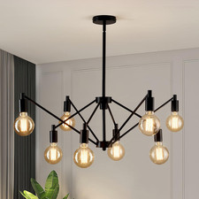Modern 8-Light Sputnik Chandelier - Adjustable Black Pendant for Any Room
